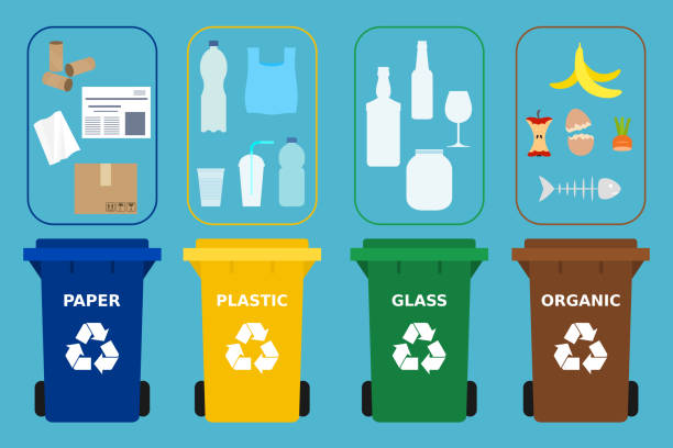 istockphoto-1206487598-612x612 Segregate waste, sorting garbage, waste management.Blue background.Vector Flat style